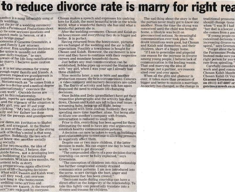 way to reduce divorce is to marry for the right reasons