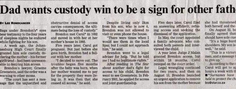 dad wants custody to be a sign for other fathers